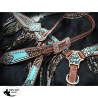 New! Showman® Bejeweled Metallic Leopard Print Headstall And Breast Collar Set.