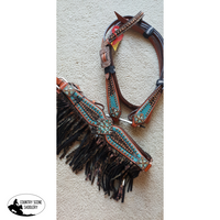 New! Showman® Bejeweled Metallic Leopard Print Headstall And Breast Collar Set.