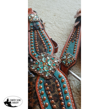 New! Showman® Bejeweled Metallic Leopard Print Headstall And Breast Collar Set.