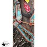 NEW! Showman® Bejeweled metallic leopard print headstall and breast collar set. - Cob/ Full Size.