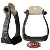 New! Showman ® Black engraved aluminum stirrups with rhinestones - Country Scene Saddlery and Pet Supplies