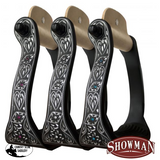 New! Showman ® Black engraved aluminum stirrups with rhinestones - Country Scene Saddlery and Pet Supplies
