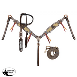 NEW! Showman ® Black & White hair on cowhide inlay Single Ear Headstall and Breast Collar Set. - Country Scene Saddlery and Pet Supplies