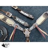 NEW! Showman ® Black & White hair on cowhide inlay Single Ear Headstall and Breast Collar Set. - Country Scene Saddlery and Pet Supplies