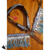 NEW! Showman ® Blue diamond headstall and breast collar set. - Country Scene Saddlery and Pet Supplies
