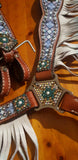 NEW! Showman ® Blue diamond headstall and breast collar set. - Country Scene Saddlery and Pet Supplies