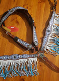 NEW! Showman ® Blue diamond headstall and breast collar set. - Country Scene Saddlery and Pet Supplies