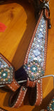 NEW! Showman ® Blue diamond headstall and breast collar set. - Country Scene Saddlery and Pet Supplies