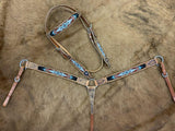 Showman ® Browband beaded Browband Headstall and Breast collar Set w/ rawhide leather accents. - Country Scene Saddlery and Pet Supplies