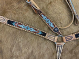 Showman ® Browband beaded Browband Headstall and Breast collar Set w/ rawhide leather accents. - Country Scene Saddlery and Pet Supplies