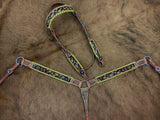 Showman ® Browband beaded Browband Headstall and Breast collar Set w/ yellow laced edge accents. - Country Scene Saddlery and Pet Supplies