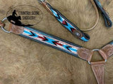 Showman ® Browband Headstall & Breast collar set with wool southwest blanket inlay. - Country Scene Saddlery and Pet Supplies