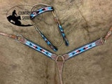 Showman ® Browband Headstall & Breast collar set with wool southwest blanket inlay. - Country Scene Saddlery and Pet Supplies