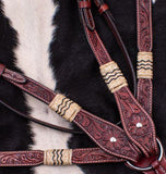 New! Showman ® Browband Rawhide Braided Headstall and Breast collar Set. - Country Scene Saddlery and Pet Supplies