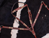 Showman ® Browband Rawhide Braided Headstall and Breast collar Set with Turquoise Studs. - Country Scene Saddlery and Pet Supplies