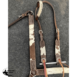 Showman ® Brown And White Hair On Cowhide Western Bridle Set