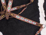 Showman ® Cactus Print Beaded headstall and breast collar set.  - Country Scene Saddlery and Pet Supplies