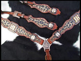 Showman ® Cheetah print one ear headstall and breast collar set. - Country Scene Saddlery and Pet Supplies