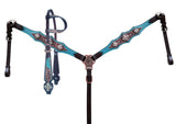 Showman ® Cheetah print overlay with teal leather. - Country Scene Saddlery and Pet Supplies