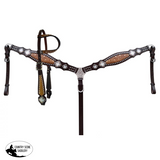 New! Showman ® Cowhide Inlay Browband Headstall And Breast Collar.