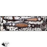 New! Showman ® Cowhide Inlay Browband Headstall And Breast Collar.