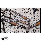 New! Showman ® Cowhide Inlay Browband Headstall And Breast Collar.