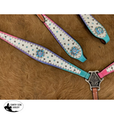 Showman ® Cowhide Inlay One Ear Headstall And Breast Collar Set