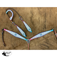 Showman ® Cowhide Inlay One Ear Headstall And Breast Collar Set