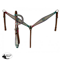 Showman ® Cowhide Inlay One Ear Headstall And Breast Collar Set