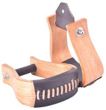 Showman ® Curved Ashwood wooden stirrup with leather tread. - Country Scene Saddlery and Pet Supplies