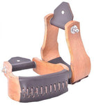 Showman ® Curved Teakwood wooden stirrups with Leather tread. - Country Scene Saddlery and Pet Supplies