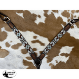 New! Showman ® Dark Brown Argentina Cow Leather Breast Collar with Southwest Beaded Inlays - Country Scene Saddlery and Pet Supplies