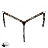 New! Showman ® Dark Brown Argentina Cow Leather Breast Collar with Southwest Beaded Inlays - Country Scene Saddlery and Pet Supplies
