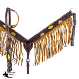 New! Showman ® Dark Oil, Hand Painted Sunflower Single Ear Headstall and Breast collar Set with Fringe. - Country Scene Saddlery and Pet Supplies