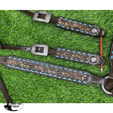 New! Showman ® Dark Oil Tooled Single Ear Headstall and Breast Collar Set with rawhide lacing. - Country Scene Saddlery and Pet Supplies