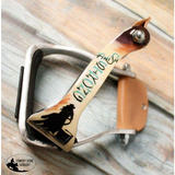 New! Showman ® "Finish Strong" Barrel Racer print stirrup. - Country Scene Saddlery and Pet Supplies