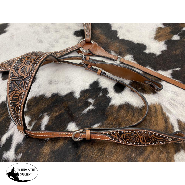 New! ~ Showman ® Floral Tooled Design Browband.