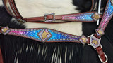 Showman ® Galaxy print browband headstall and breastcollar set. - Country Scene Saddlery and Pet Supplies