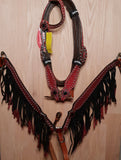 New! Showman ® Glitter overlay single ear leather headstall and breast collar set with crystal rhinestone studded hardware and glitter fringe. - Country Scene Saddlery and Pet Supplies