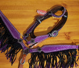 New! Showman ® Glitter overlay single ear leather headstall and breast collar set with crystal rhinestone studded hardware and glitter fringe. - Country Scene Saddlery and Pet Supplies