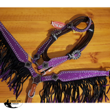 New! Showman ® Glitter overlay single ear leather headstall and breast collar set with crystal rhinestone studded hardware and glitter fringe. - Country Scene Saddlery and Pet Supplies