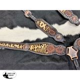 NEW! Showman ® Hair on Cheetah inlay One Ear headstall and breast collar set - Country Scene Saddlery and Pet Supplies