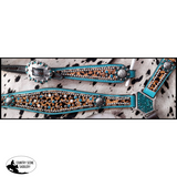 New! Showman ® Hair On Cheetah Inlay With Metallic Teal Headstall And Breastcollar.
