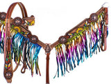 New! Showman ® Hand Painted Feather, Sunflower and Cactus Brow band Headstall and Breast collar Set. - Country Scene Saddlery and Pet Supplies