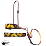 Showman ® Hand Painted Sunflower and leather print leather tie down - Country Scene Saddlery and Pet Supplies