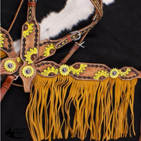 New! Showman ® Hand Painted Sunflower Brow Band Headstall And Breast Collar Set With Conchos. #