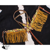 New! Showman ® Hand Painted Sunflower Brow Band Headstall And Breast Collar Set With Conchos. #