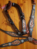 Showman ® Hand Painted Sunflower Leather One Ear headstall and breastcollar set. - Country Scene Saddlery and Pet Supplies