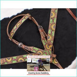 Showman ® Hand Painted Sunflower headstall and breastcollar. - Country Scene Saddlery and Pet Supplies