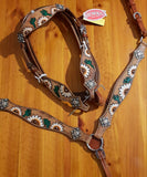 Showman ® Hand Painted White Sunflower and Cactus Browband Headstall and Breastcollar Set. - Country Scene Saddlery and Pet Supplies